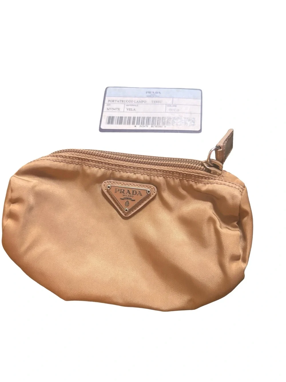 Authentic Prada Tessuto Nylon Zip Pouch Cosmetic Case Vela w/Card